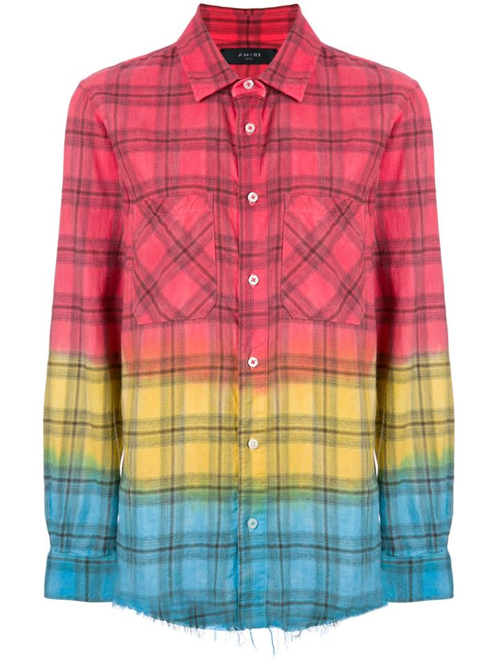 Amiri Tie Dye Plaid Shirt - Pink & Purple