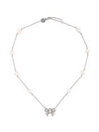 Miu Miu Crystal Bow Necklace - Silver
