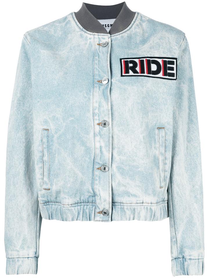 Msgm Denim Bomber Jacket, Women's, Size: 38, Blue, Cotton/polyester