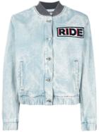 Msgm Denim Bomber Jacket, Women's, Size: 38, Blue, Cotton/polyester