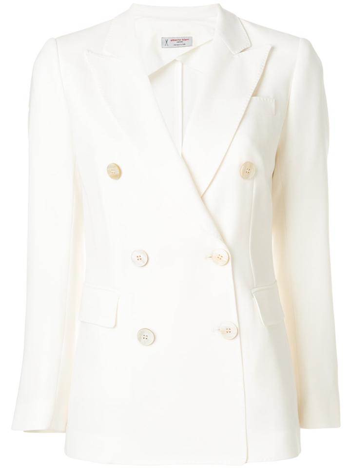 Alberto Biani Double Breasted Blazer - White