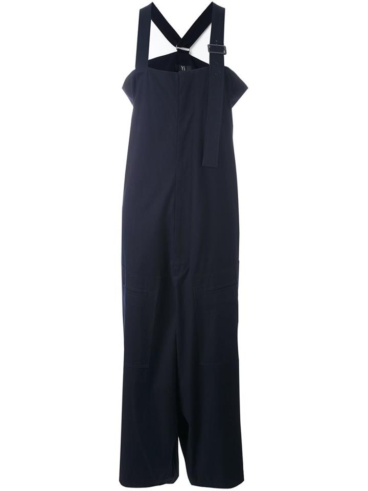 Y's Wide-leg Overalls, Women's, Size: 2, Blue, Cotton/rayon