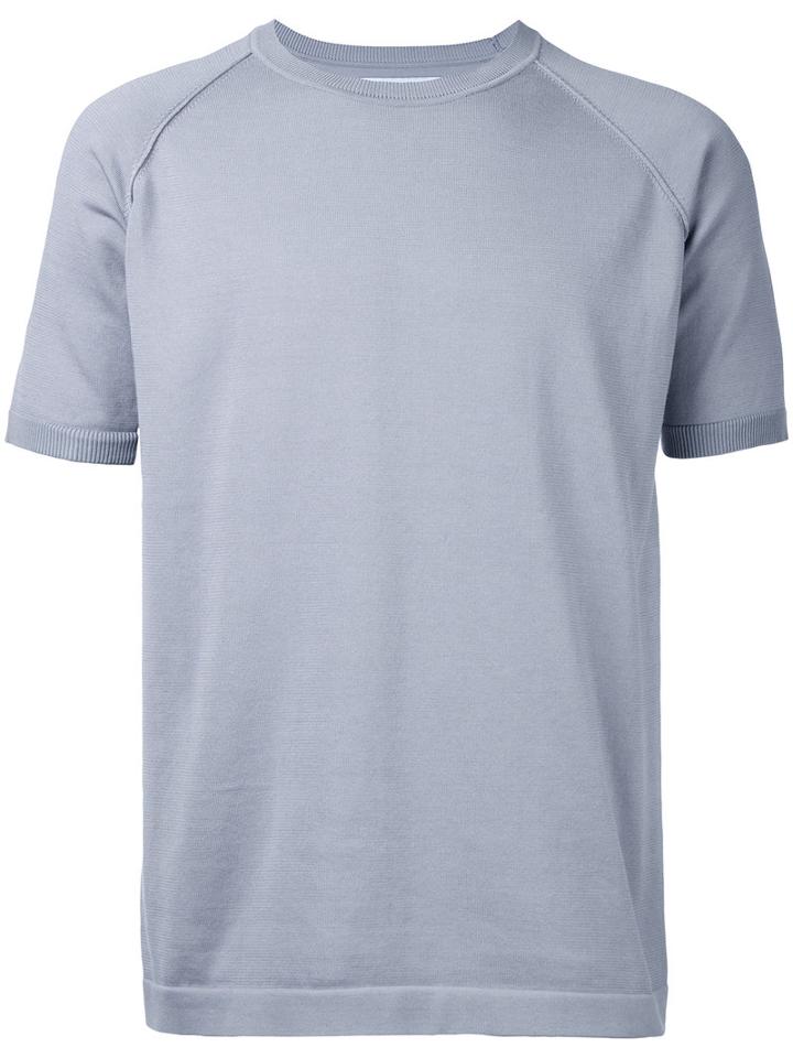 Estnation - Ribbed Round Neck T-shirt - Men - Cotton - Xl, Grey, Cotton