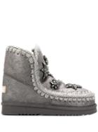 Mou Crystal Embellished Boots - Grey