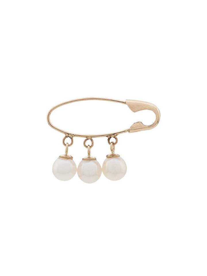 Loren Stewart 14kt Gold Safety Pin Pearl Earring - Sm000 Gold White