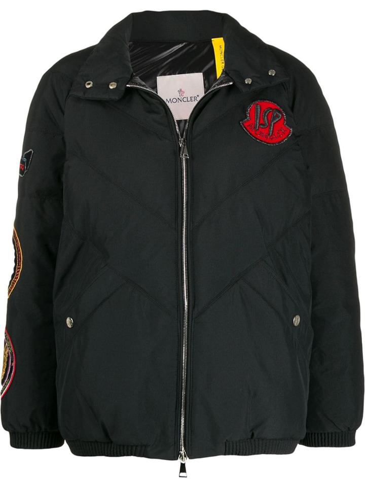 Moncler Embroidered Patch Puffer Jacket - Black