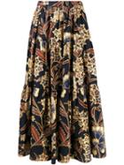 Ulla Johnson Floral Print Tiered Skirt - Blue