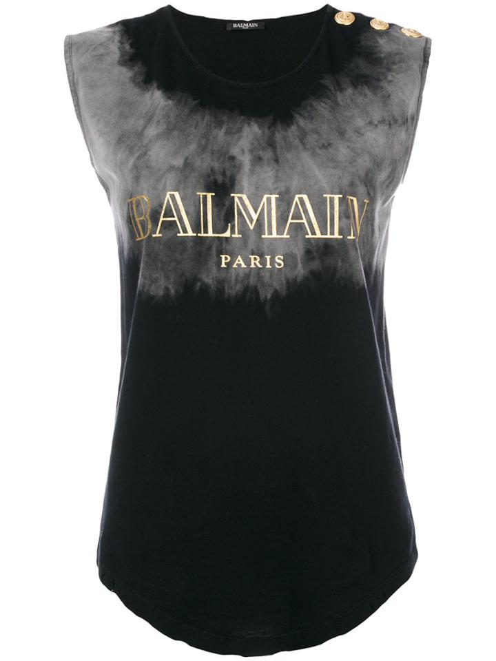 Balmain Branded Sleeveless Top - Black