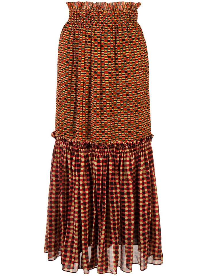 Proenza Schouler Crepe Chiffon Tiered Skirt - Yellow