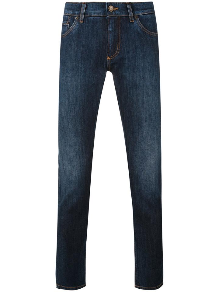 Dolce & Gabbana - Slim Fit Jeans - Men - Cotton/calf Leather/spandex/elastane/zamac - 52, Blue, Cotton/calf Leather/spandex/elastane/zamac