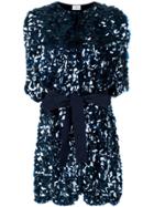 P.a.r.o.s.h. Belted Sequin Coat - Blue