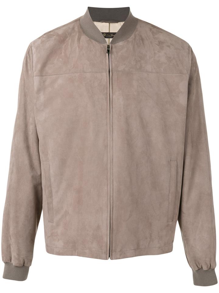 Loro Piana Zipped Jacket, Men's, Size: Large, Grey, Cotton/polyester/kid Leather