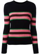 Chinti & Parker Striped Ribbed Jumper - Blue