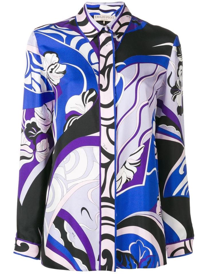 Emilio Pucci Hanami Print Silk Shirt - Blue
