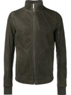 Rick Owens Zipped Leather Jacket, Men's, Size: 50, Grey, Cupro/cotton/calf Leather