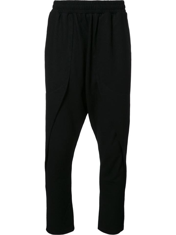 Slim-fit Cropped Trousers, Men's, Size: Medium, Black, Wool, Private Stock