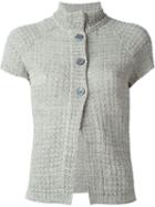 Eleventy Short Sleeve Knit Jacket, Women's, Size: S, Grey, Linen/flax