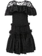 Jourden Sheer Panel Midi Dress - Black