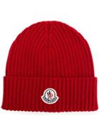 Moncler Ribbed Knit Beanie - Red