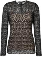 Stella Mccartney - Lace Overlay Blouse - Women - Cotton/polyester/polyamide/spandex/elastane - 38, Black, Cotton/polyester/polyamide/spandex/elastane