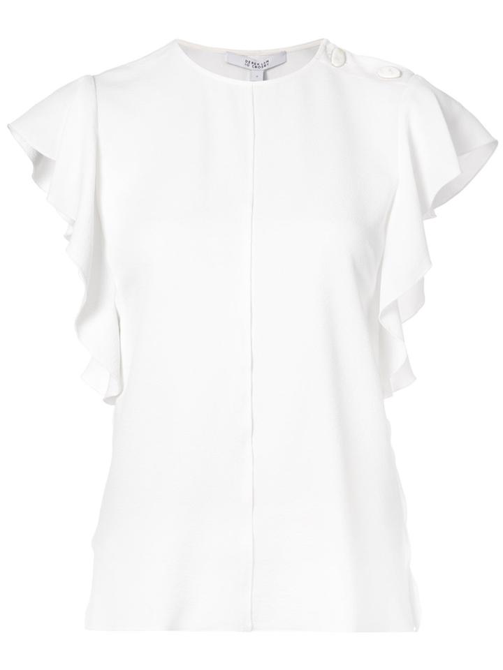 Derek Lam 10 Crosby Ruffle Crewneck Top - White