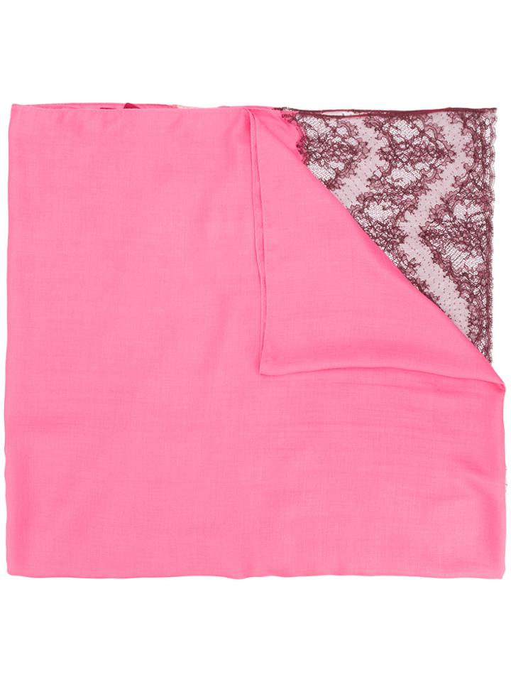 Valentino Lace Trim Scarf - Pink & Purple