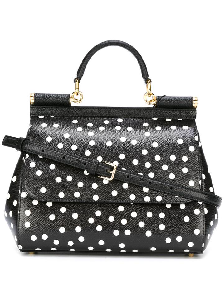 Dolce & Gabbana Polka Dot Bag, Women's, Black, Leather