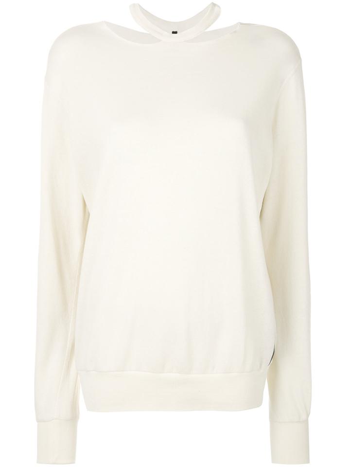 Unravel Project Cut Out Crew Neck Sweater - Nude & Neutrals