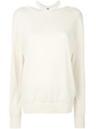Unravel Project Cut Out Crew Neck Sweater - Nude & Neutrals