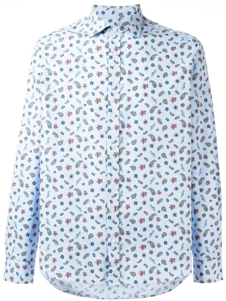 Etro Printed Shirt, Size: Xl, Blue, Cotton