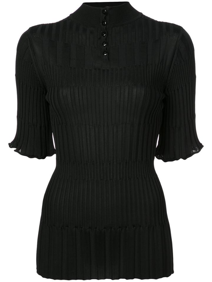 Carolina Herrera Ribbed Knit Top - Black