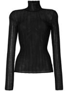Theory Sheer Knitted Ribbed Top - Black