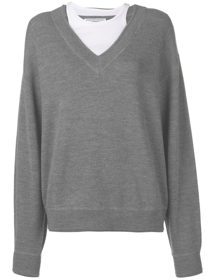 Alexander Wang Bi-layer V-neck Jumper - Grey