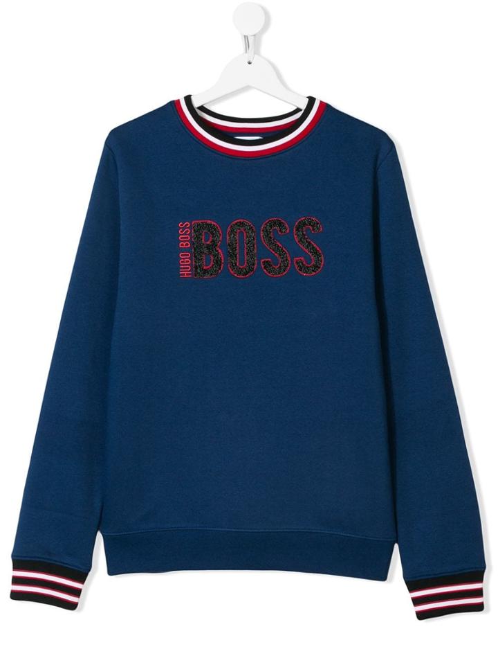 Boss Kids Teen Textured Logo Sweatshirt - Blue
