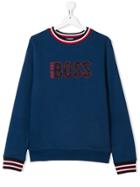 Boss Kids Teen Textured Logo Sweatshirt - Blue
