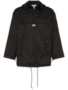 Prada Logo Hooded Raincoat - Black