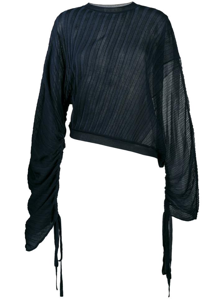 Marni - Pleated Plissé Blouse - Women - Silk/cotton - 38, Blue, Silk/cotton