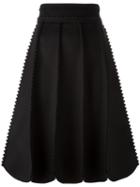 Salvatore Ferragamo Stitched Panel Skirt, Women's, Size: 42, Black, Cashmere/virgin Wool