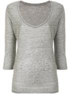 Majestic Filatures Cropped Sleeve Top - Grey
