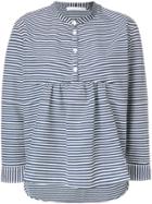 Peter Jensen Collarless Striped Shirt - Blue
