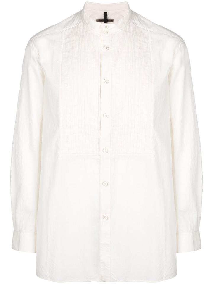 Ziggy Chen Pleated Bib Shirt - Nude & Neutrals