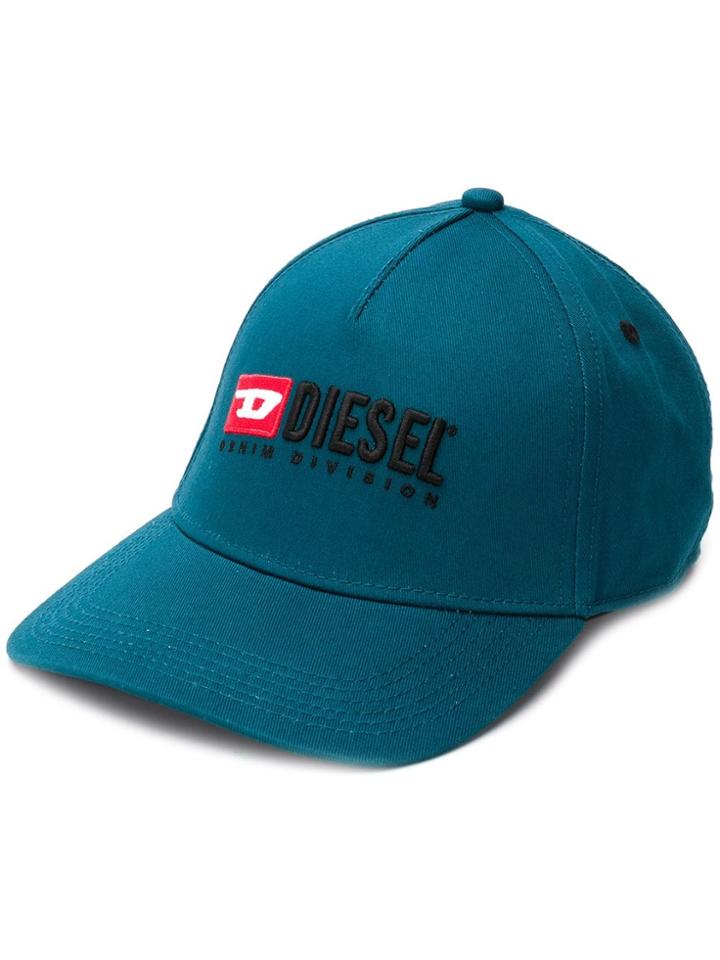 Diesel Logo Embroidered Cap - Blue