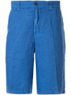 120% Lino Crease Effect Bermuda Shorts - Blue