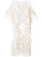 Maison Mihara Yasuhiro Sheer Embroidered Dress - Brown