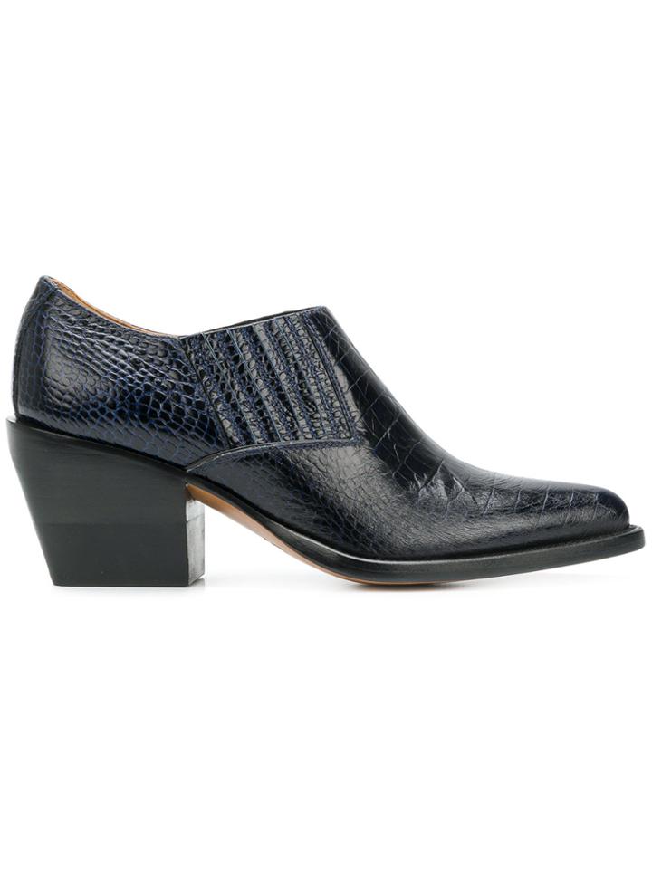 Chloé Crocodile Embossed Short Boots - Blue