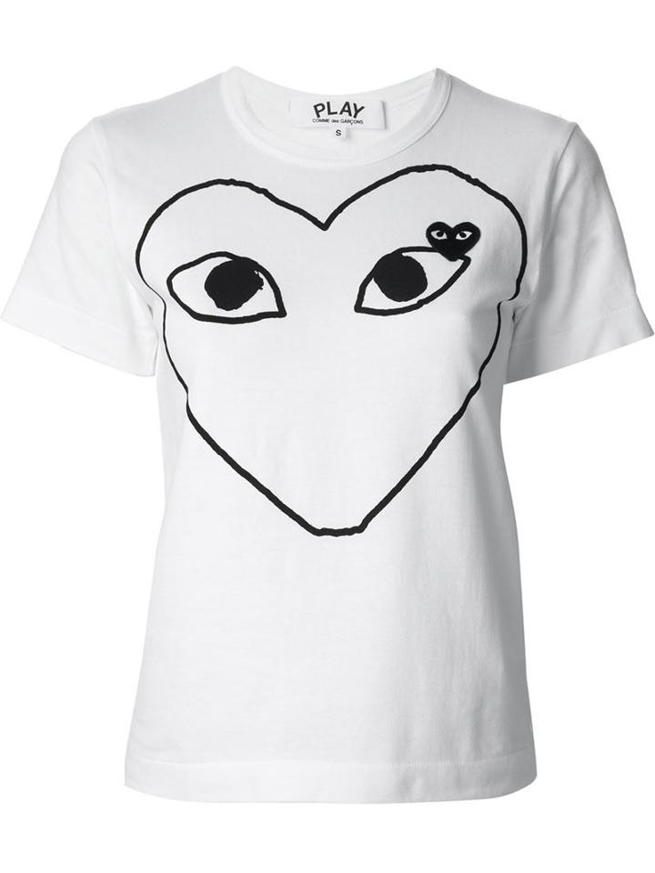 Comme Des Garçons Play Printed Heart T-shirt, Women's, Size: Large, White, Cotton
