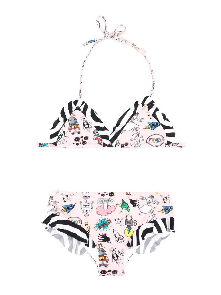 Fendi Kids Multi Print Bikini, Girl's, Size: 8 Yrs, Pink/purple
