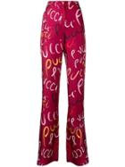 Emilio Pucci Pucci Pucci Print Wide Leg Silk Trousers - Red