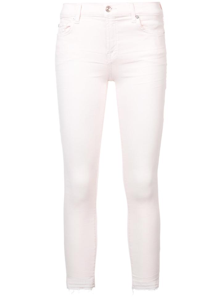 7 For All Mankind Raw Cuff Skinny Jeans - Pink & Purple