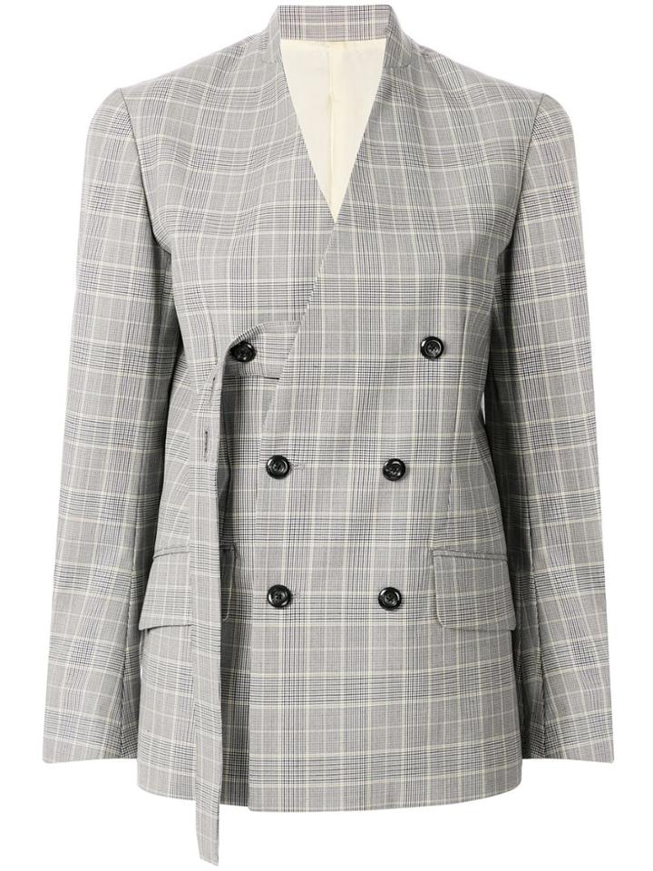 Ujoh Glen Check Double-breasted Jacket - Grey